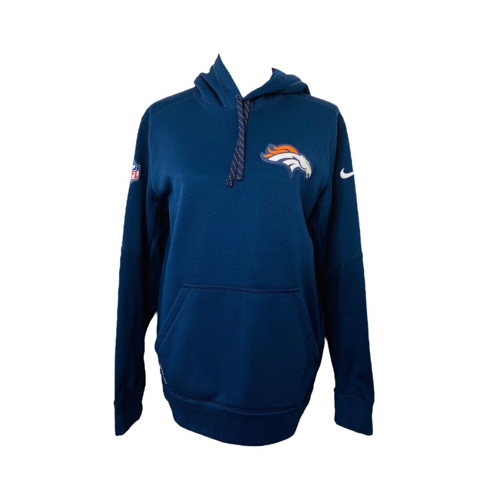 Nike Men's Hoodie Blue Therma-Fit NFL Denver Bronco’s Pullover Size Small